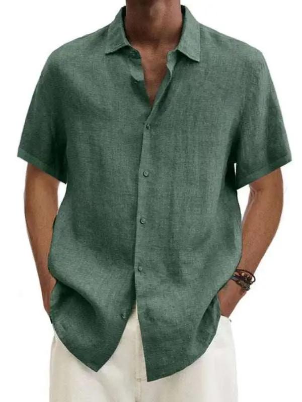 Stylish Men's Short Sleeve Woven Shirt for Effortless Casual Elegance - MENLL